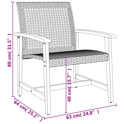 vidaXL Garden Chairs 2 pcs Beige Poly Rattan and Acacia Wood