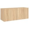 vidaXL TV Wall Cabinet with LED Lights Sonoma Oak 100x35x41 cm