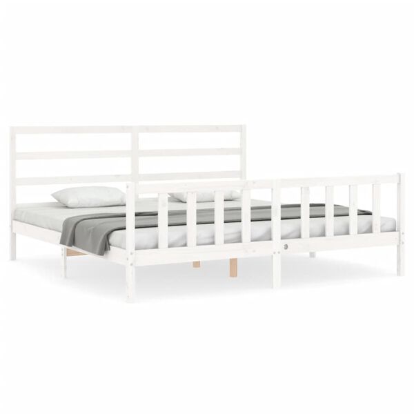 vidaXL Bed Frame without Mattress White 200x200 cm Solid Wood Pine