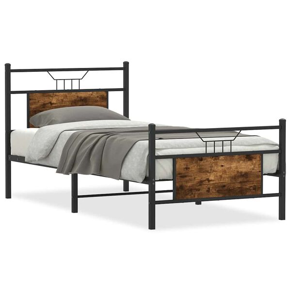 vidaXL Bed Frame without Mattress Smoked Oak 80x200 cm Engineered Wood