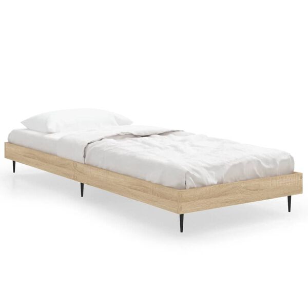 vidaXL Bed Frame without Mattress Sonoma Oak 75x190 cm Small Single Engineered Wood