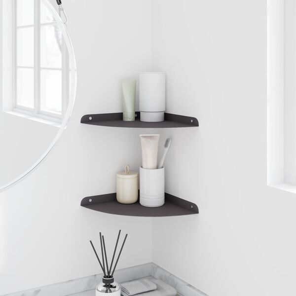vidaXL Corner Floating Shelf with Shelf 2 pcs Black 24 x 24 x 2 cm