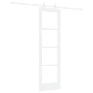 vidaXL Sliding Door 61 x 198.5 cm Solid Pine Wood and Glass White