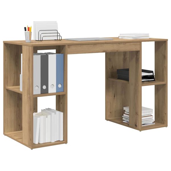 vidaXL Desk with Shelf Artisan Oak 130 x 50.5 x 75 cm Engineered Wood