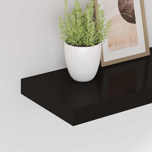 vidaXL Floating Wall Shelves 4 pcs Black 50x23x3.8 cm MDF
