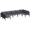 vidaXL Garden Sofa Set with Cushion 7 pcs Black Steel