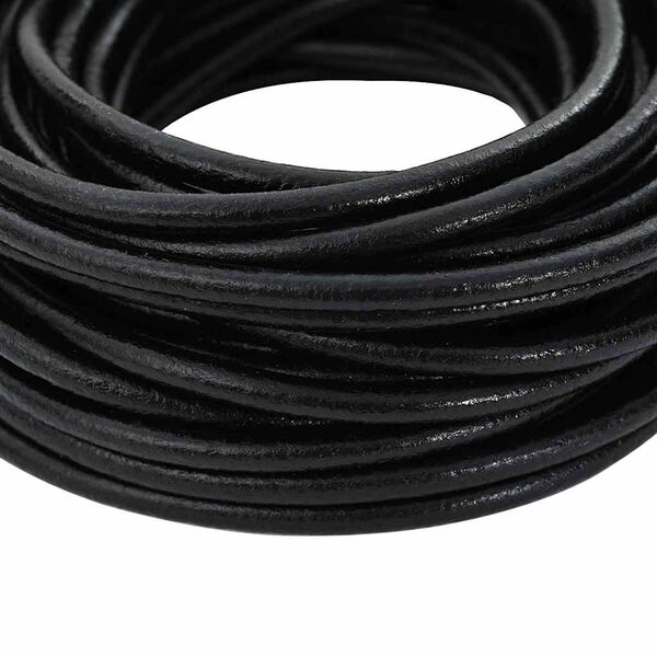 vidaXL Leather Cord Black &Oslash;5 mm x 5 m Leather