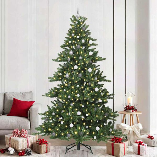 vidaXL Artificial Hinged Christmas Tree Green 240 cm PVC and Steel
