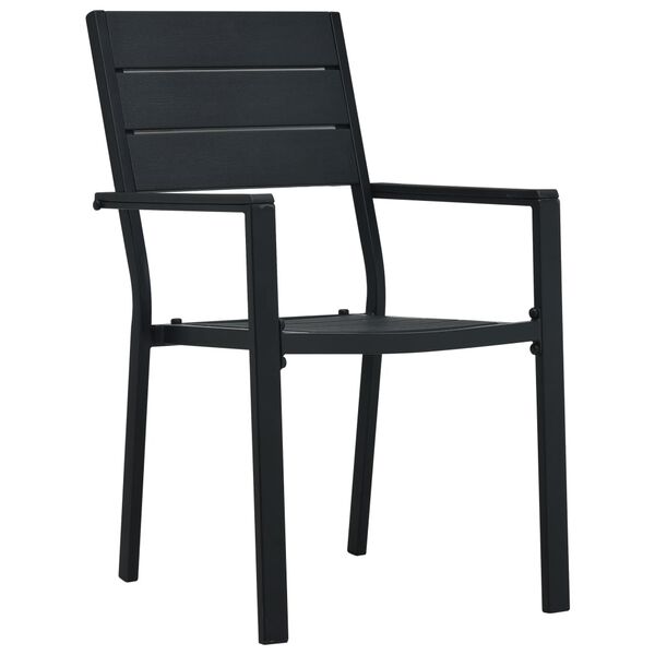 vidaXL Garden Chairs 4 pcs Black HDPE Wood Look