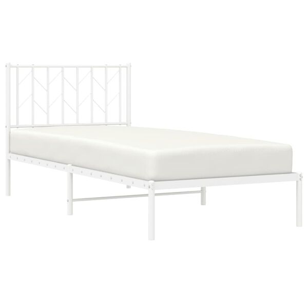 vidaXL Metal Bed Frame without Mattress with Headboard White 90x200cm