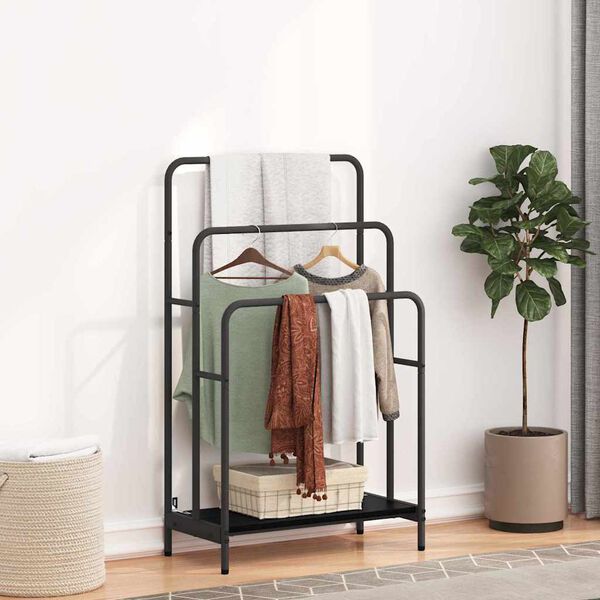 vidaXL Cloth Rack Black Oak 60 x 30 x 100.5 cm Engineered wood