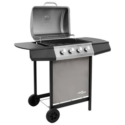 vidaXL Gas BBQ Grill with 4 Burners Black and Silver (FR/BE/IT/UK/NL only)