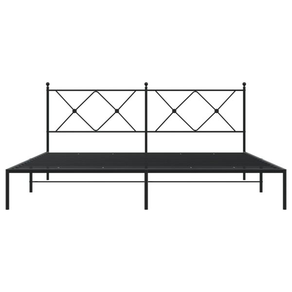 vidaXL Metal Bed Frame without Mattress with Headboard Black 183x213cm