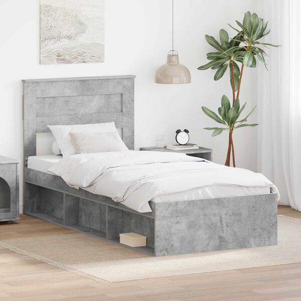 vidaXL Bed Frame Concerte Grey 90 x 190 cm Solid Pine Wood