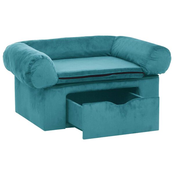 vidaXL Dog Sofa with Storage Turquoise 75 x 50 x 38cm Plush