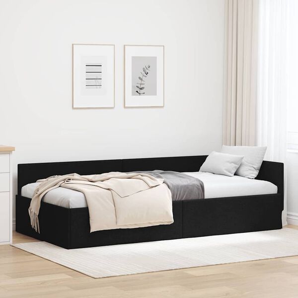 vidaXL Corner Bed Frame with Headboard Black 90 cm x 190 cm Velvet