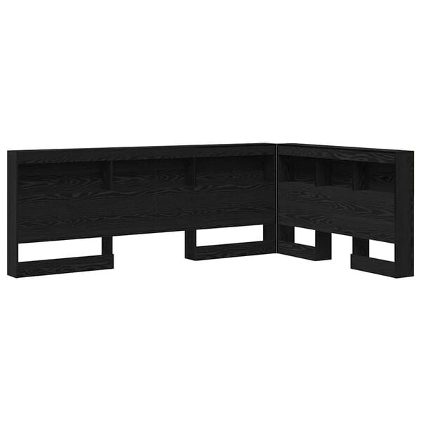 vidaXL Storage Headboard with Shelf Black Oak 207.5 x 137.5 x 76.5 cm