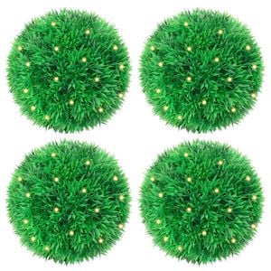 vidaXL Artificial Boxwood Balls with LED Lights 4 pcs Green 12 cm