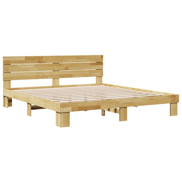 vidaXL Bed Frame with Headboard without Mattress 200x200 cm Solid Wood Oak