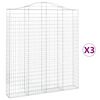 vidaXL Arched Gabion Baskets 3 pcs 200x30x220/240 cm Galvanised Iron