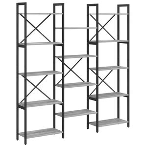 vidaXL Bookshelf Grey sonoma 156 x 25 x 167 cm Engineered Wood