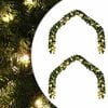 vidaXL Christmas Garland 2 pcs 600 LEDs Green 20 m PVC