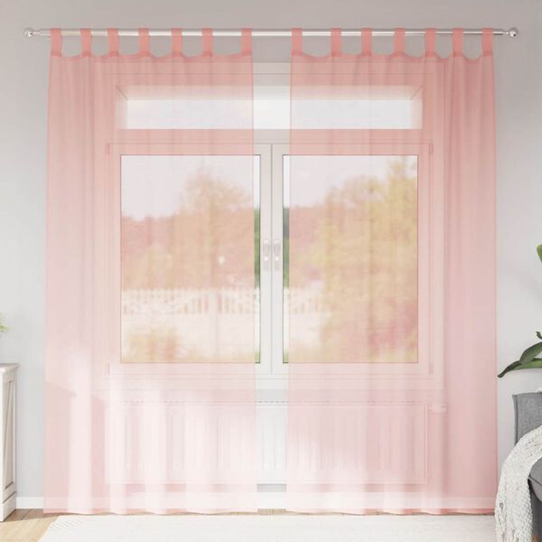 vidaXL Voile Curtains with Loops 2 pcs Pink 140x225 cm