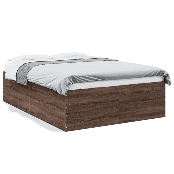 vidaXL Bed Frame without Mattress Brown Oak 120x200 cm