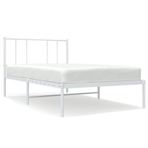 vidaXL Metal Bed Frame without Mattress with Headboard White 90x190cm