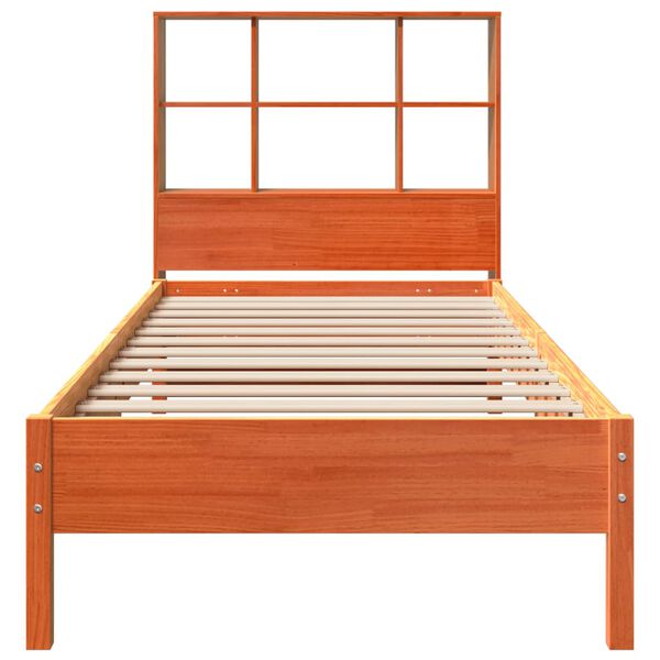 vidaXL Bookcase Bed without Mattress Wax Brown 90x200 cm Solid Wood Pine
