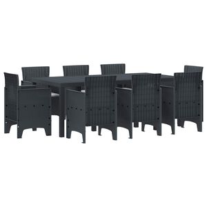 vidaXL Garden Dining Set 9 pcs Anthracite Polypropylene