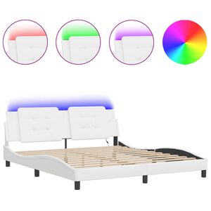 vidaXL Bed Frame with LED without Mattress "Zadar" White 180x200 cm