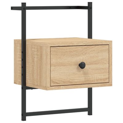 vidaXL Bedside Cabinet Wall-mounted Sonoma Oak 35x30x51 cm Engineered Wood