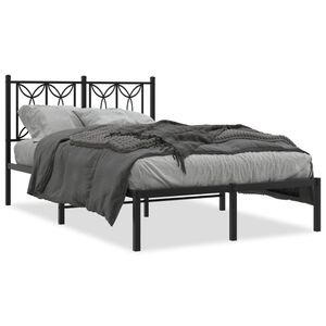 vidaXL Metal Bed Frame without Mattress with Headboard Black 120x190cm