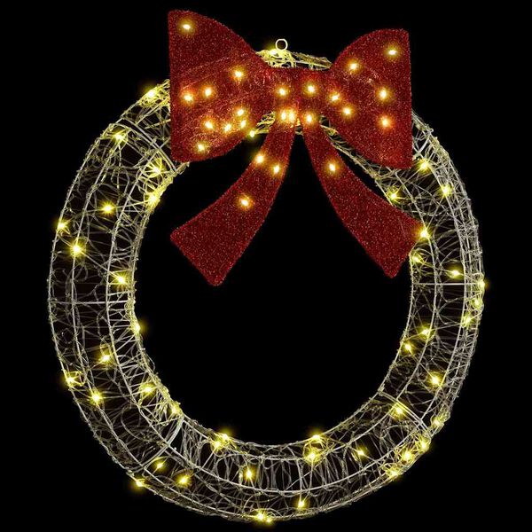 vidaXL Wreath with 80 LEDs Warm white 92 x 92 x 9.5 cm Acrylic