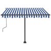 vidaXL Freestanding Manual Retractable Awning 300x250 cm Blue/White