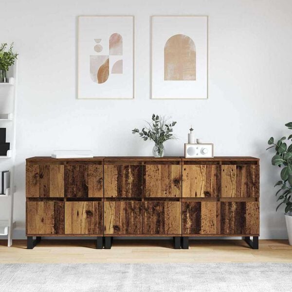 vidaXL Sideboard 3 pcs Old Wood 60 x 35 x 70 cm
