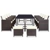 vidaXL 13 Piece Outdoor Dining Set with Cushions Poly Rattan Brown