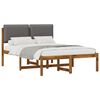 vidaXL Bed Frame with Upholstered Headboard Natural and Light Grey