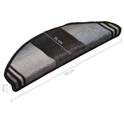 vidaXL Stair Mats Self-adhesive 10 pcs 65x21x4 cm Black and Grey