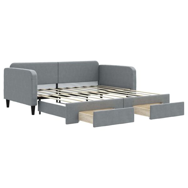 vidaXL Daybed with Trundle&Drawers without Mattress Light Grey 90x190 cm Single