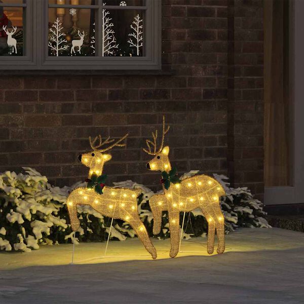 vidaXL LED Reindeers 2 pcs Warm White Fabric