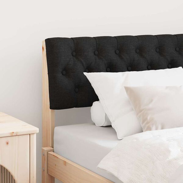 vidaXL Upholstered Headboard Black 90 cm Solid Pine Wood