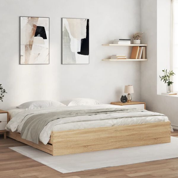 vidaXL Bed Frame with Drawers without Mattress Sonoma Oak 160x200 cm