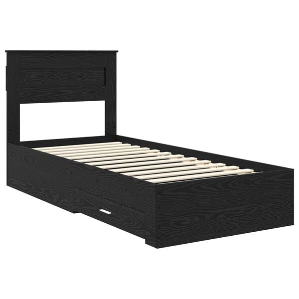 vidaXL Bed Frame with Headboard Black Oak 100 x 200 cm Engineered Wood