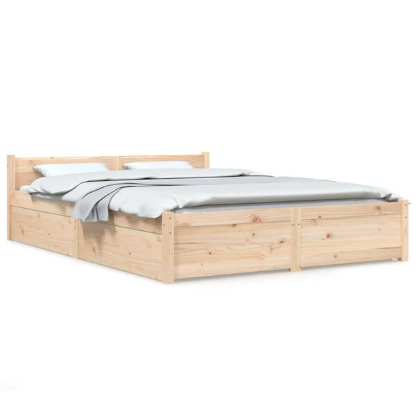 vidaXL Bed Frame without Mattress with Drawers 140x200 cm (815044+814999)
