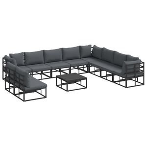 vidaXL Garden Sofa Set 11 pcs Black Aluminium