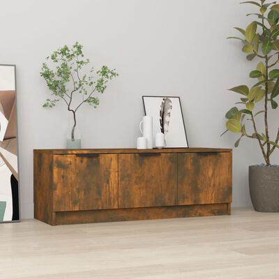 vidaXL TV Cabinet Smoked Oak 102x35x36.5 cm Engineered Wood