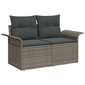 vidaXL Garden Sofa with Cushion Grey 141 x 62 x 69cm Poly Rattan