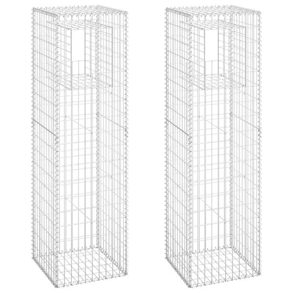 vidaXL Gabion Basket Posts 2 pcs 50x50x180 cm Iron